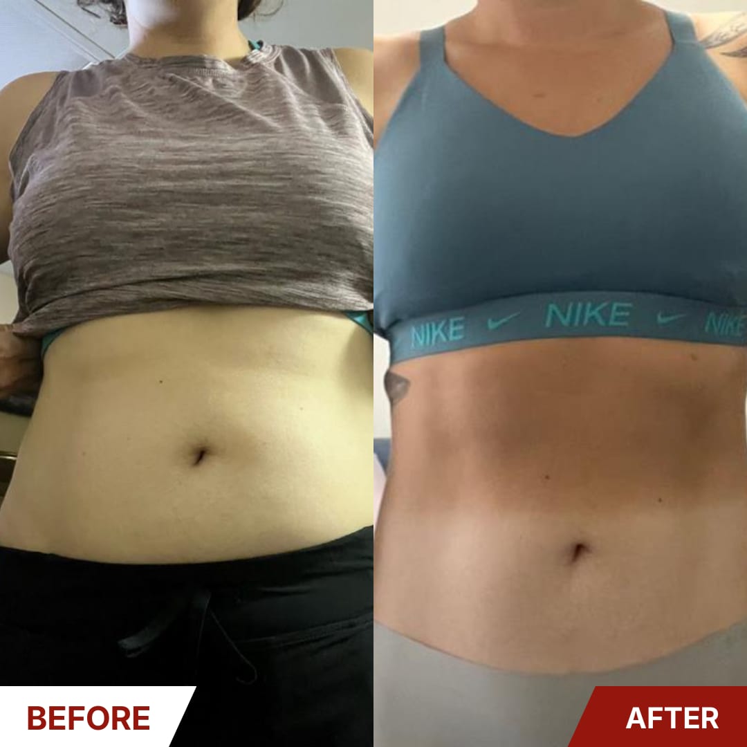 Client midsection before and after